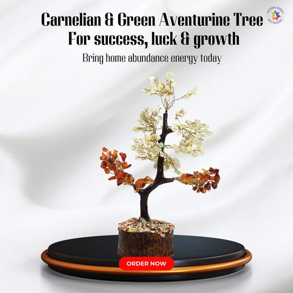 Carnelian & Green Aventurine Crystal Tree for Prosperity and Courage 8