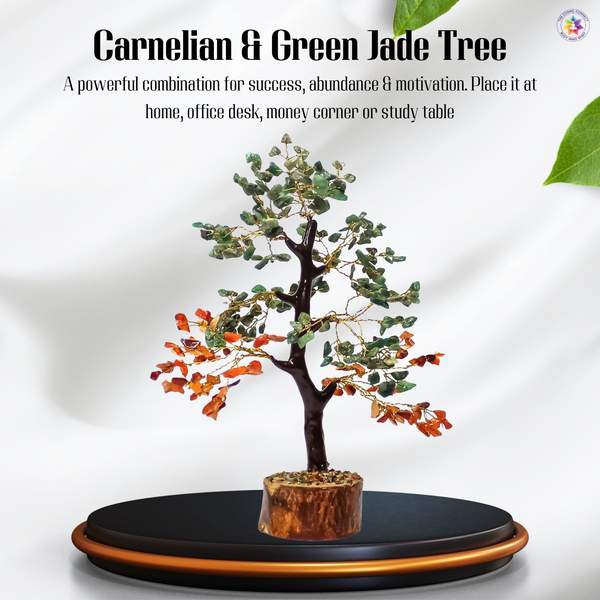 Carnelian & Green Jade Crystal Tree for Wealth Attraction 3
