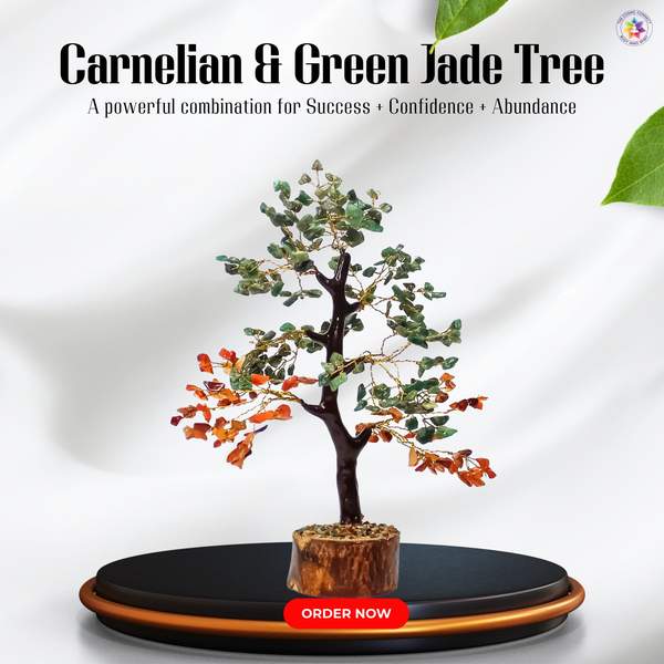 Carnelian & Green Jade Crystal Tree for Wealth Attraction 8