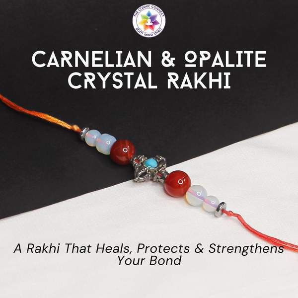 Carnelian & Opalite Crystal Rakhi For Confidence, Calm & Emotional Strength 2