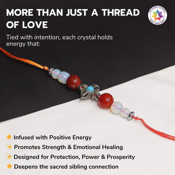 Carnelian & Opalite Crystal Rakhi For Confidence, Calm & Emotional Strength 3