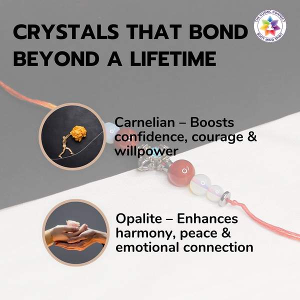 Carnelian & Opalite Crystal Rakhi For Confidence, Calm & Emotional Strength 4
