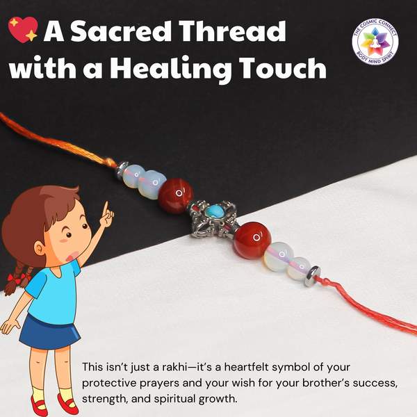 Carnelian & Opalite Crystal Rakhi For Confidence, Calm & Emotional Strength 6