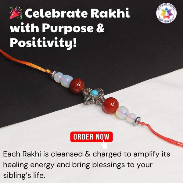 Carnelian & Opalite Crystal Rakhi For Confidence, Calm & Emotional Strength 7
