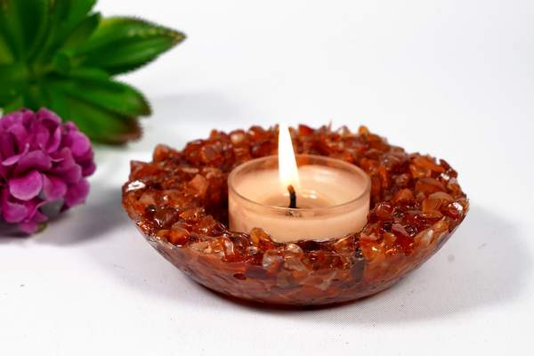 Carnelian T-Light Candle Holder Ignite Creativity & Warmth