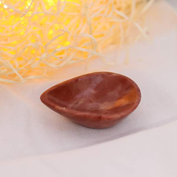 Chocolate Jasper Crystal Diya for Home & Temple Décor, Laxmi Pujan