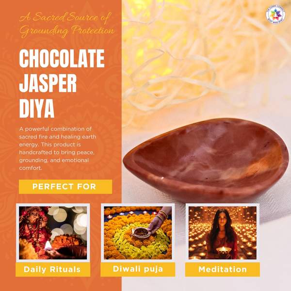 Chocolate Jasper Crystal Diya for Home & Temple Décor, Laxmi Pujan 3
