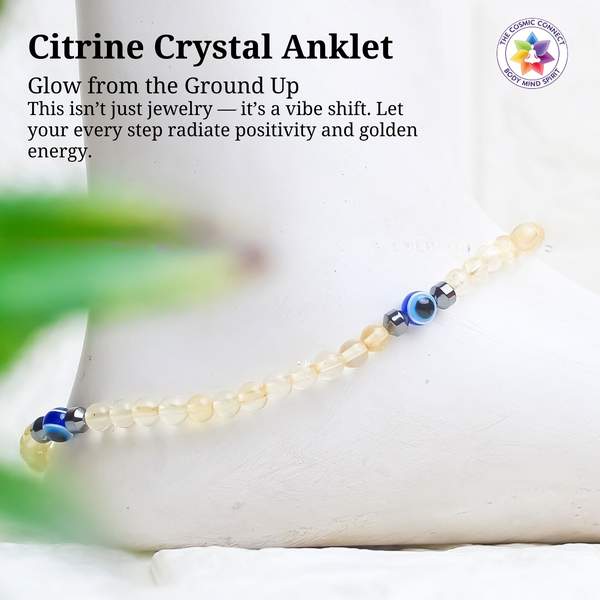 Citrine Crystal Anklet for Attract Prosperity, Joy & Confidence 3