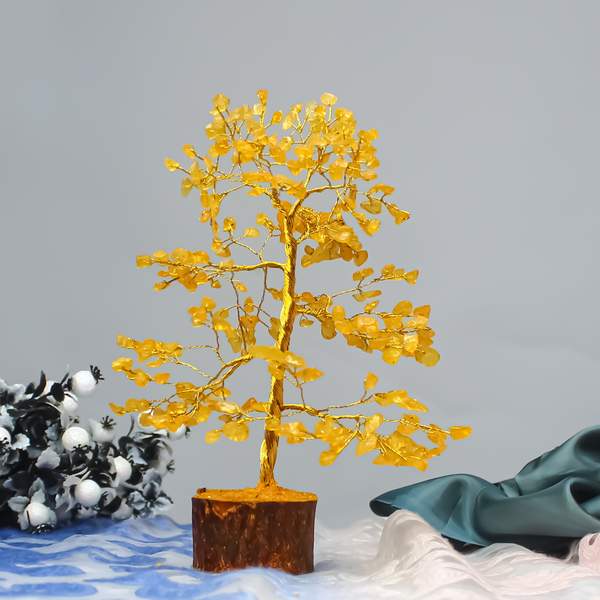 Citrine Golden Wired Crystal Tree for Attract Abundance & Uplift Energy