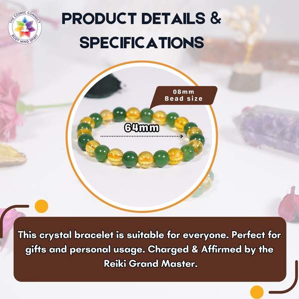 Citrine & Green Aventurine Bracelet for Wealth & Prosperity | 8mm Beads 4