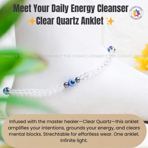 Clear Quartz Crystal Anklet Amplify Your Energy & Intentions 3