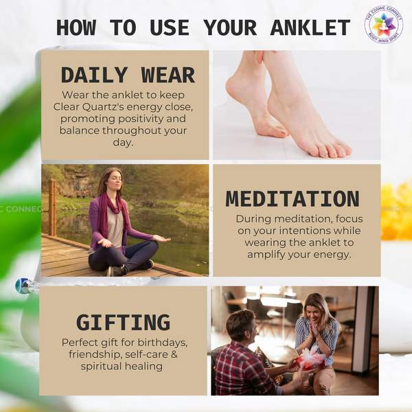 Clear Quartz Crystal Anklet Amplify Your Energy & Intentions 5