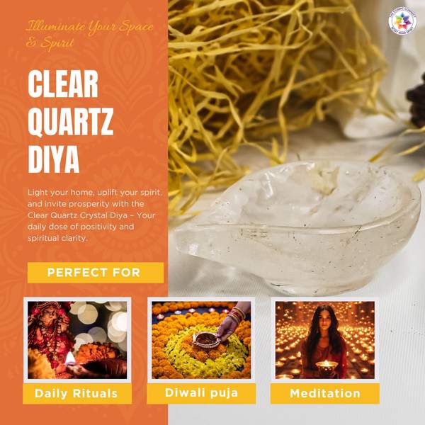 Clear Quartz Crystal Diya Clarity & Energy Balance for Meditation and Decor 3