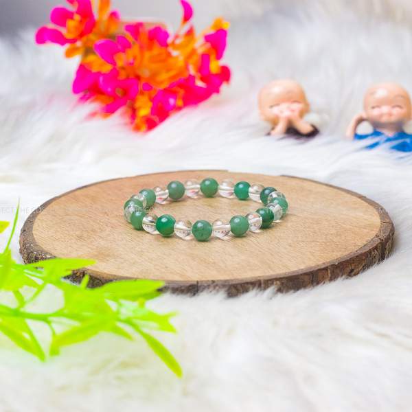 Clear Quartz & Green Aventurine Bracelet for Abundance & Clarity | 8mm Beads