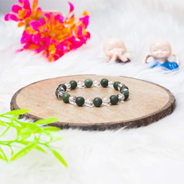 Clear Quartz & Green Jade Healing Bracelet for Abundance, Clarity, and Balance 3
