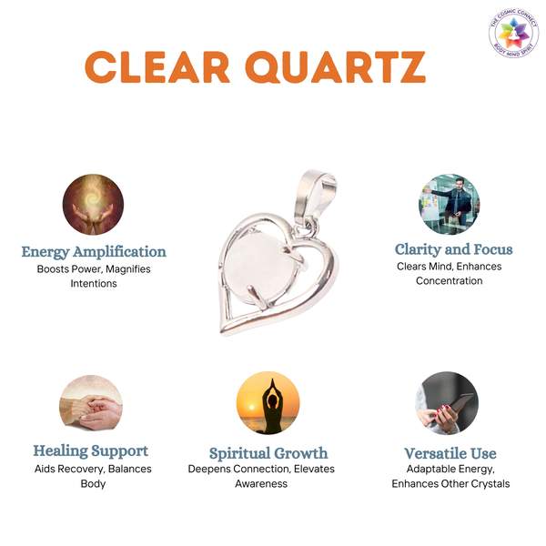 Clear Quartz Heart Crystal Pendant for Clarity & Inner Healing 2