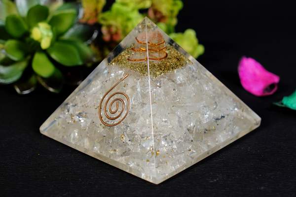 Clear Quartz Orgone Pyramid for Clarity, Energy & Balance