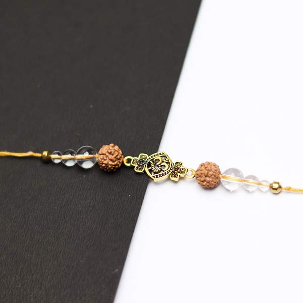 Clear Quartz & Rudraksha Crystal Rakhi for Focus, & Protection Reiki Energized