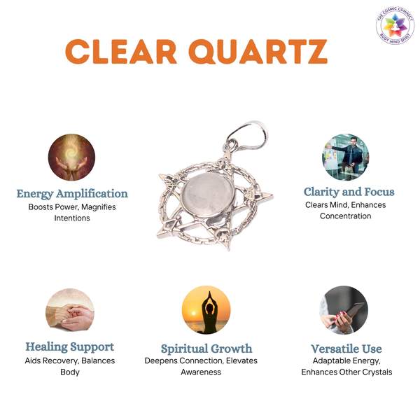 Clear Quartz Star of David Pendant for Amplify Energy, Clarity 2