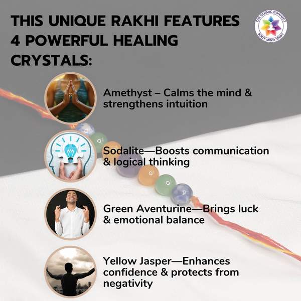 Crystal Healing Rakhi for Confidence, Clarity & Good Fortune Reiki-Charged 4