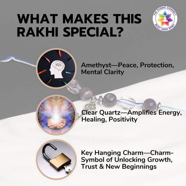 Crystal Rakhi for Clarity, Calm & Energy Healing Reiki Charged Rakhi 4