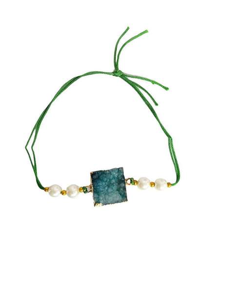 Cube Drusy Agate Crystal Rakhi for Health, Wealth, and Wisdom 2