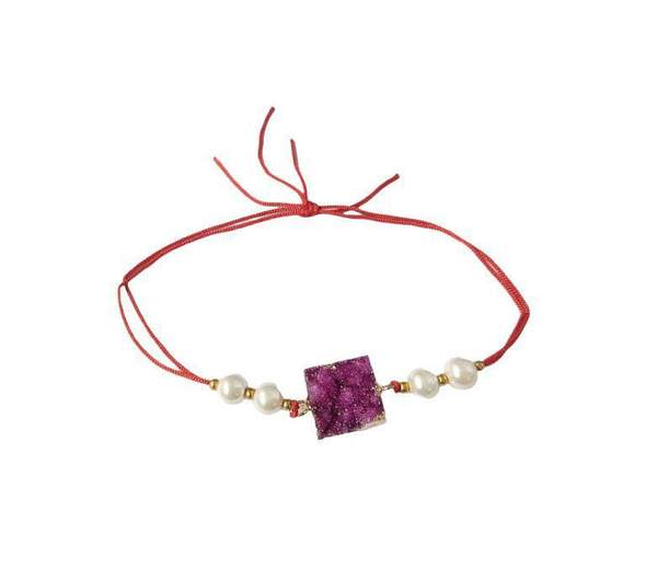 Cube Drusy Agate Crystal Rakhi for Health, Wealth, and Wisdom 3