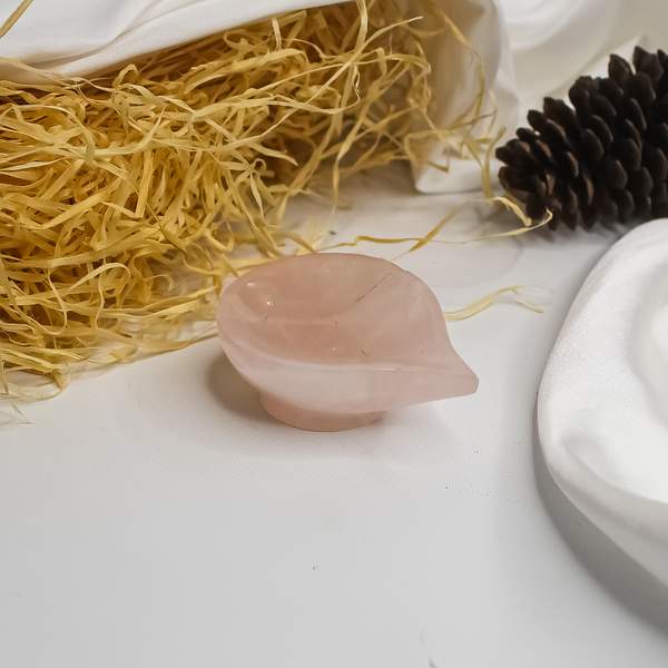 Energized Rose Quartz Crystal Diya Love and Harmony for Home Decor
