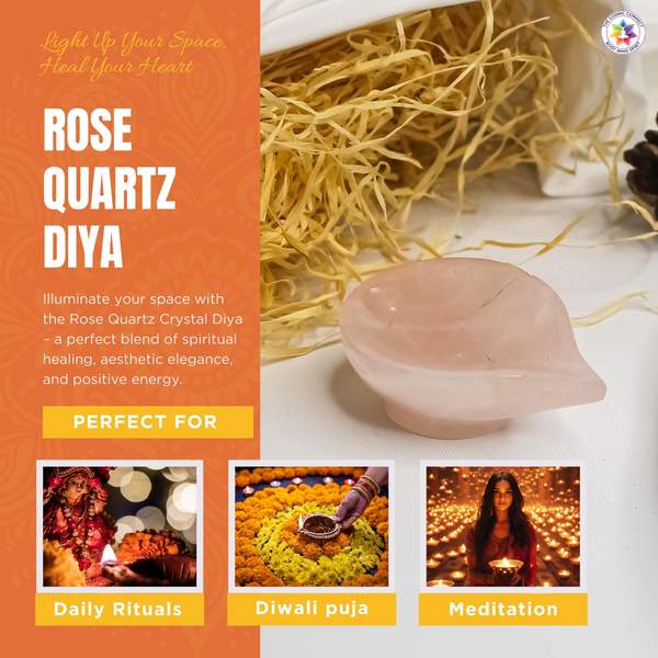 Energized Rose Quartz Crystal Diya Love and Harmony for Home Decor 3