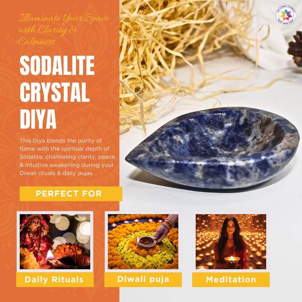 Energized Sodalite Crystal Diya Soothing Home Decor & Harmony 3