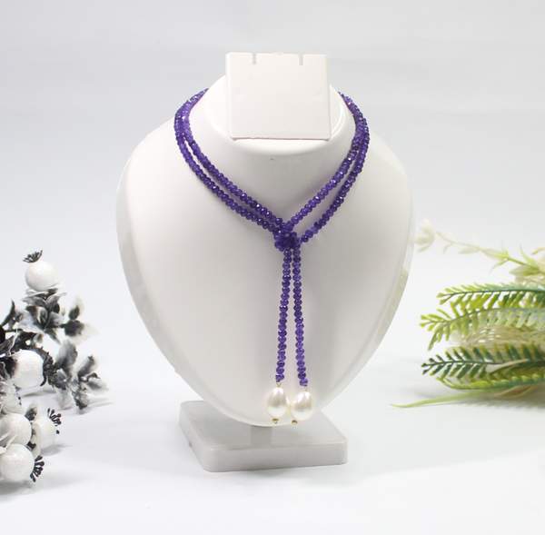 Faceted Onyx Tie Necklace for Protection | Confidence | Focus 3