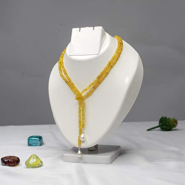 Faceted Onyx Tie Necklace for Protection | Confidence | Focus 9