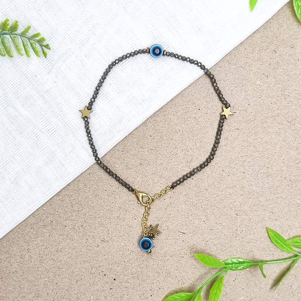 Faceted Pyrite Crystal Anklet Empower Your Energy with Style