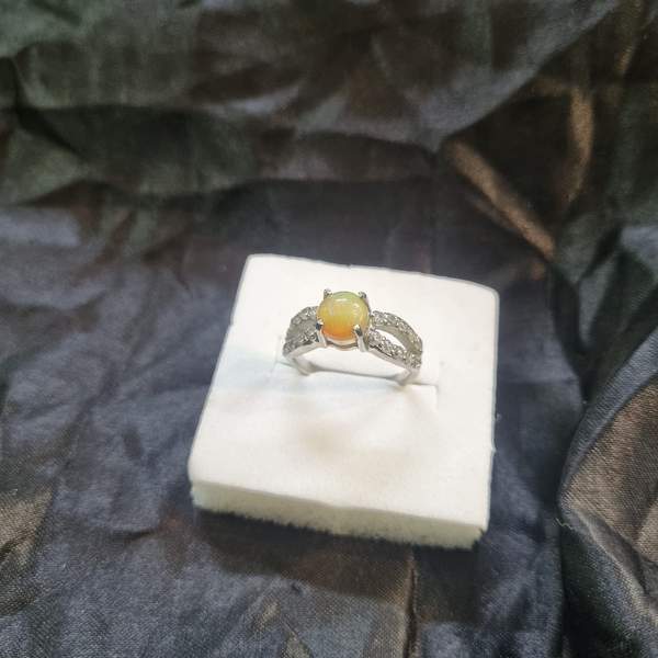 Fire Opal Silver Ring for Ignite Passion & Creativity | 13 No. Size 2