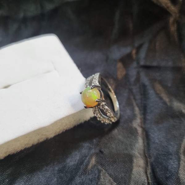 Fire Opal Silver Ring for Ignite Passion & Creativity | 13 No. Size 3