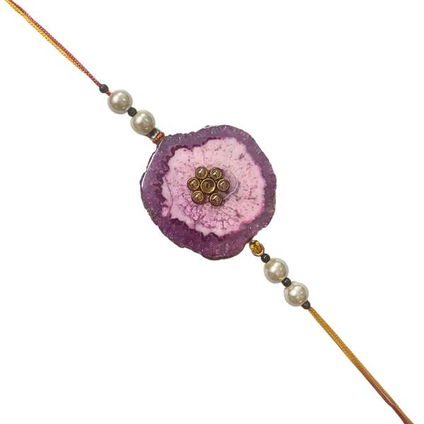 Flower Agate Crystal Rakhi for Brother for Healing & Protection