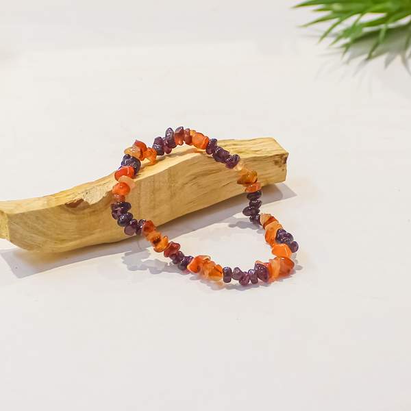Garnet and Carnelian Crystal Bracelet for Vitality, Passion & Courage