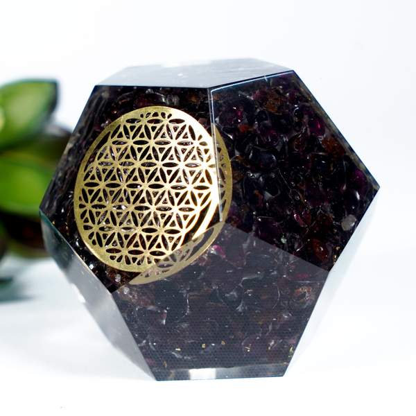 Garnet Orgone Dodecahedron for Strength, Passion & Vitality