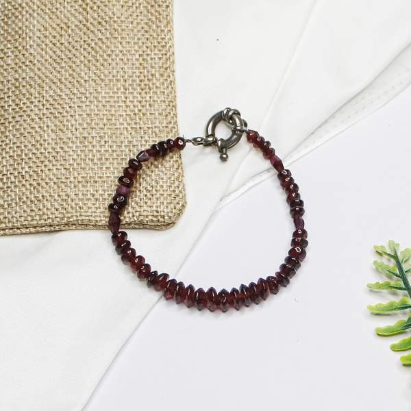 Garnet Silver Bracelet Boost Energy & Emotional Healing