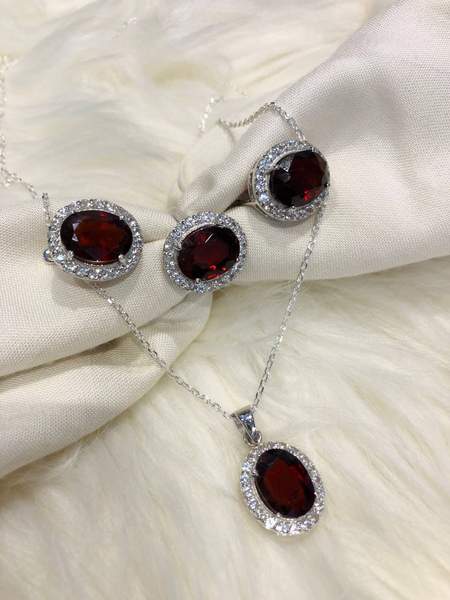 Garnet Silver Pendant Set Vitality, Passion & Emotional Healing 2