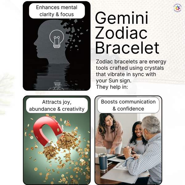 Gemini Zodiac Bracelet for Positivity, Energy Balance & Clarity 6