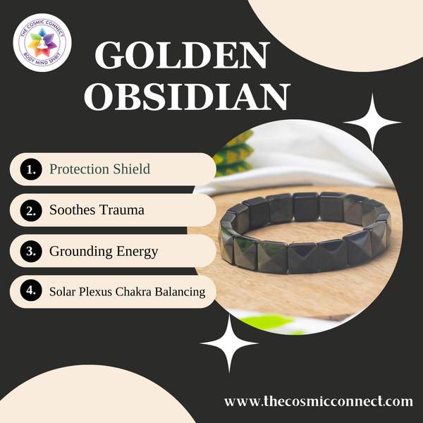 Golden Obsidian Gem-Cut Crystal Bracelet for Protection, Energy Shielding 3