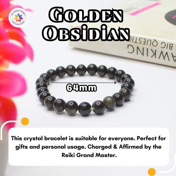 Golden Obsidian Healing Bracelet - Protection & Strength Boosts Confidence 4