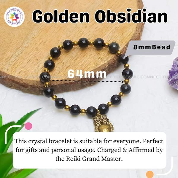 Golden Obsidian Healing Bracelet - Protection & Strength Boosts Confidence 9