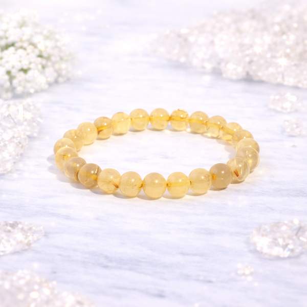 Golden Rutile Quartz Bracelet - Mental Clarity & Abundance | 8mm Beads
