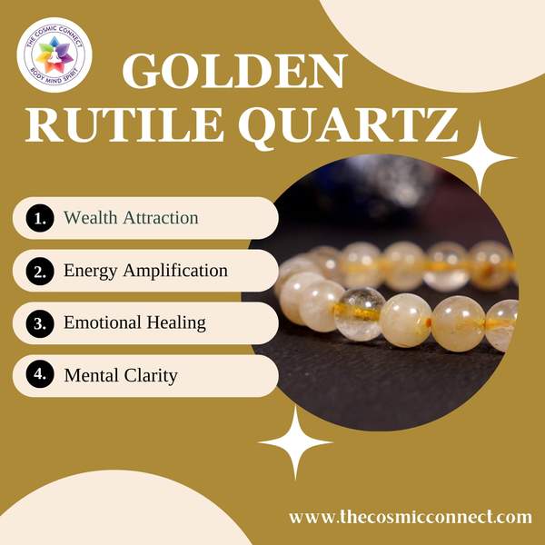 Golden Rutile Quartz Bracelet - Mental Clarity & Abundance | 8mm Beads 4