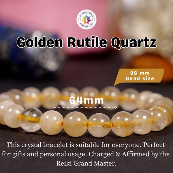 Golden Rutile Quartz Bracelet - Mental Clarity & Abundance | 8mm Beads 5