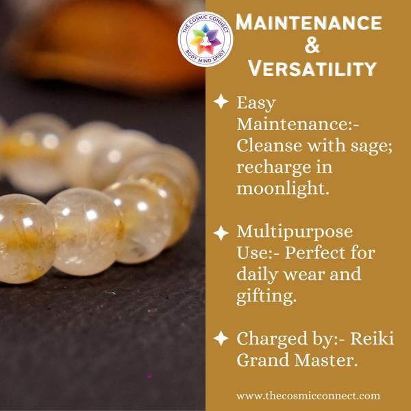 Golden Rutile Quartz Bracelet - Mental Clarity & Abundance | 8mm Beads 6