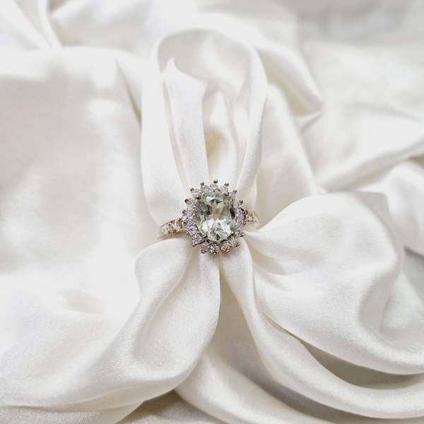 Green Amethyst Silver Ring Embrace Serenity, Healing & Spiritual Awakening