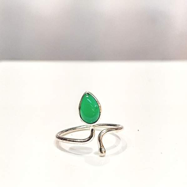 Green Aventurine Adjustable Silver Ring Embrace Prosperity, Healing & Balance